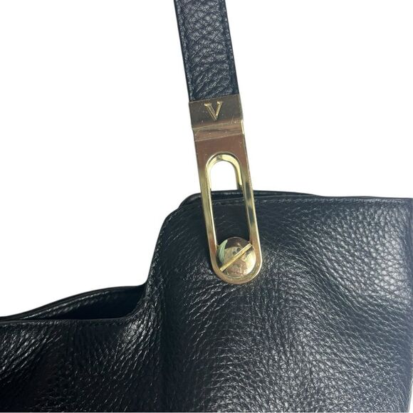 Vince Camuto Eliza Black Soft Pebbled Leather Tote Bag - Picture 12 of 13